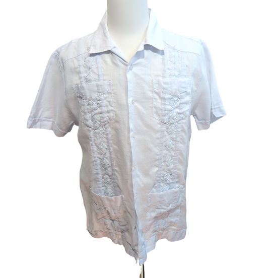 Chemise Lin Cuba Panama Successa Lilas Clair Guayabera 4 Poches L