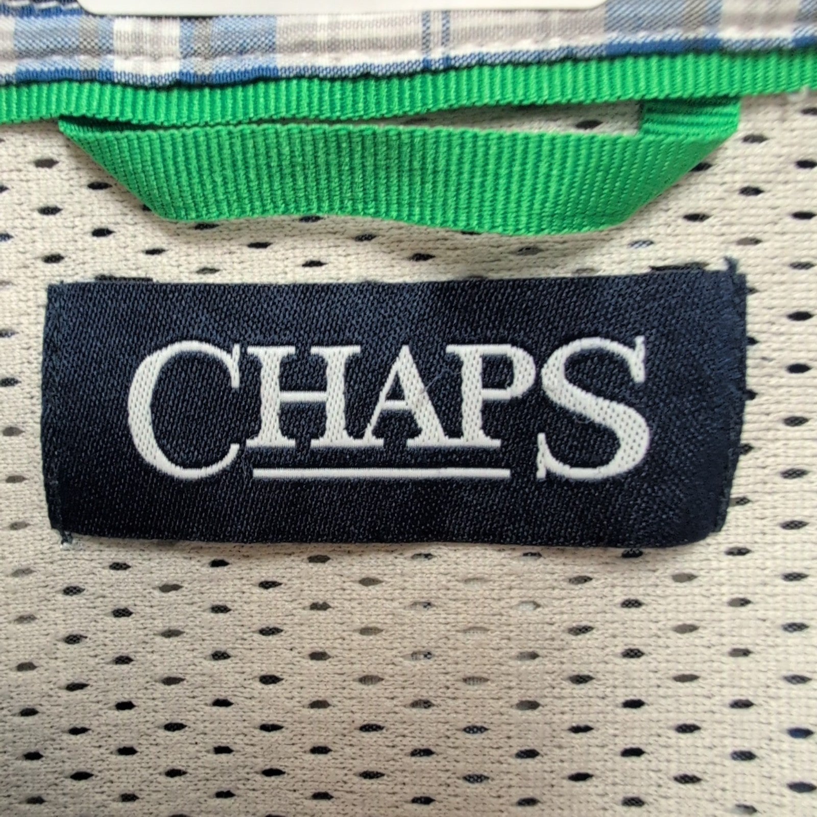 Chemise Chaps à Carreaux Bleus avec Poche - 100% Polyester - Taille LG