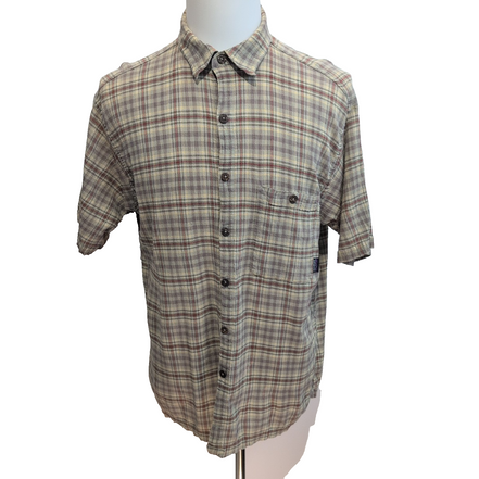 Chemise Patagonia L Marron Orange Carreaux Coton Bio Portugal manches courtes