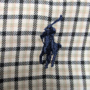 Chemise Ralph Lauren Blake M Flanelle Carreaux Crème Bleu Marine manches longues