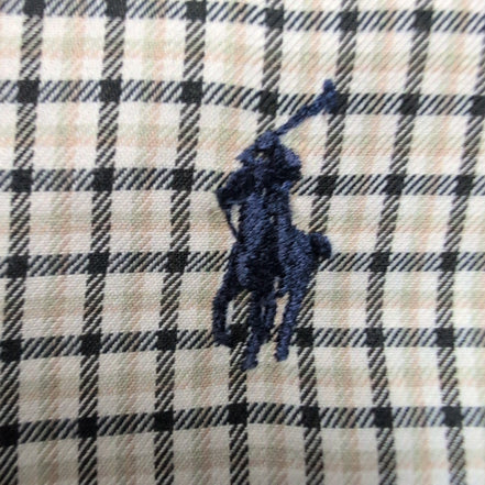 Chemise Ralph Lauren Blake M Flanelle Carreaux Crème Bleu Marine manches longues
