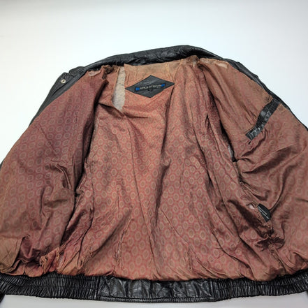🖤 ARCHITECT Blouson Cuir Véritable Noir Bomber AVIATEUR Doublé Taille L |40c