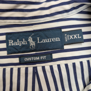 Chemise Ralph Lauren Custom Fit Taille XXL Bleu Marine Rayures Manches Longues
