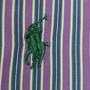Chemise Polo Ralph Lauren Shirt XL Custom Fit Violet Rayée Logo Vert Button Down