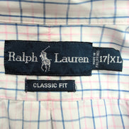 Chemise Ralph Lauren XL Rose Bleu Carreaux Classic Fit Shirt Button Down Coton