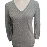 Pull Ralph Lauren femme (Lauren) Vert Pâle Col V 95% Soie Chevrons Taille S