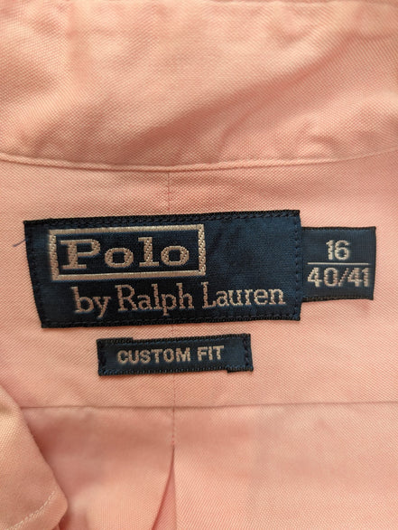 Chemise Polo Ralph Lauren Custom Fit Rose Pâle Logo Bleu Ciel  Taille L