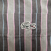 Chemise Lacoste L Rayures Marron Rose Bleu Coton Logo Poche manches longues
