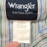Chemise Wrangler Style Western Manches Longues Rayures Bleu et Vert Taille XXL