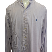 Chemise Polo Ralph Lauren Shirt L XL Andrew Lila Micro-Carreaux Col Mao Officier