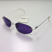 Lunettes de soleil Y2K Branche fine Métal chromé Sans monture Ovale Violet