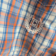 Chemise manches courtes CHAPS à carreaux bleu orange blanc taille L homme