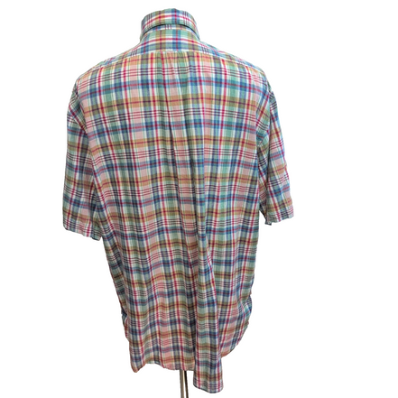 Chemise Ralph Lauren Blair XL Rouge Bleu Carreaux Manches courtes