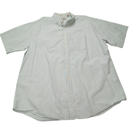 Chemise L.L. Bean verte à rayures gaufrée manches courtes taille XL/XXL #30e