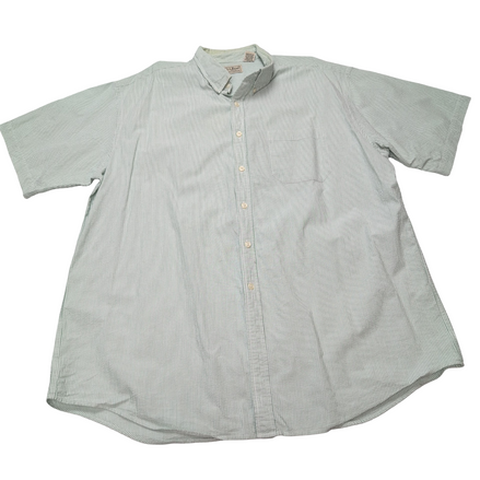 Chemise L.L. Bean verte à rayures gaufrée manches courtes taille XL/XXL #30e