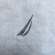 Chemise Nautica L/XL Bleu Uni Coton Oxford Logo Brodé Manches Longues
