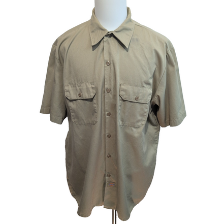 Chemise Dickies Marron Clair Workwear Manches Courtes 2 Poches Taille 2XL