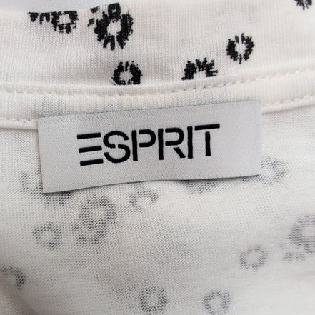 Haut Esprit Femme S Blanc Motif Fleuri Noir Manches Courtes Neuf
