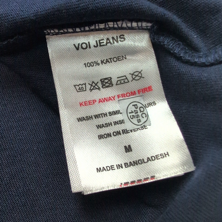 T-shirt Voi Jeans Co M Bleu Marine Logo Brodé 100% Coton Neuf Étiquette