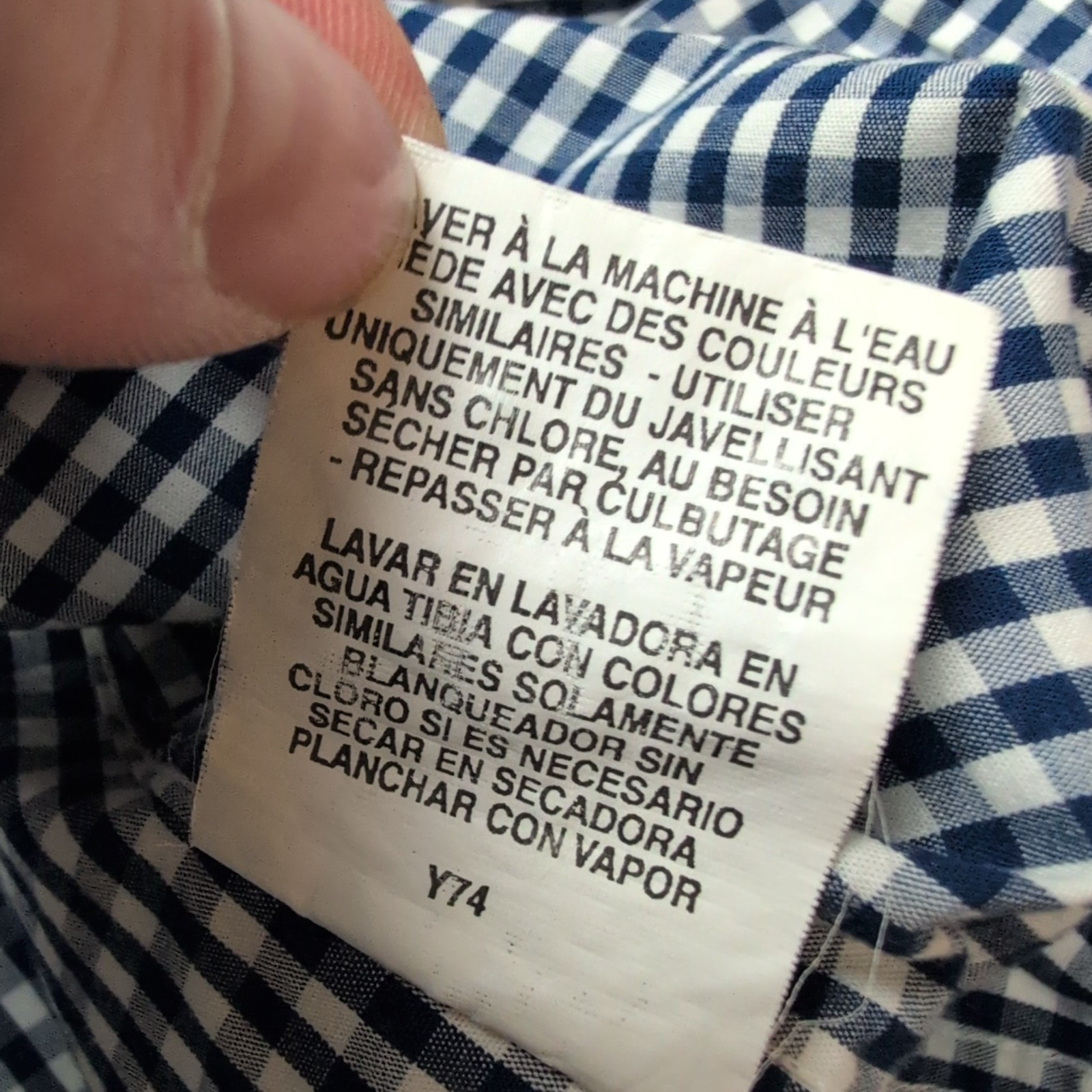 Chemise Tommy Hilfiger à Petits Carreaux Bleu Marine et Blanc 1 Poche - Taille L