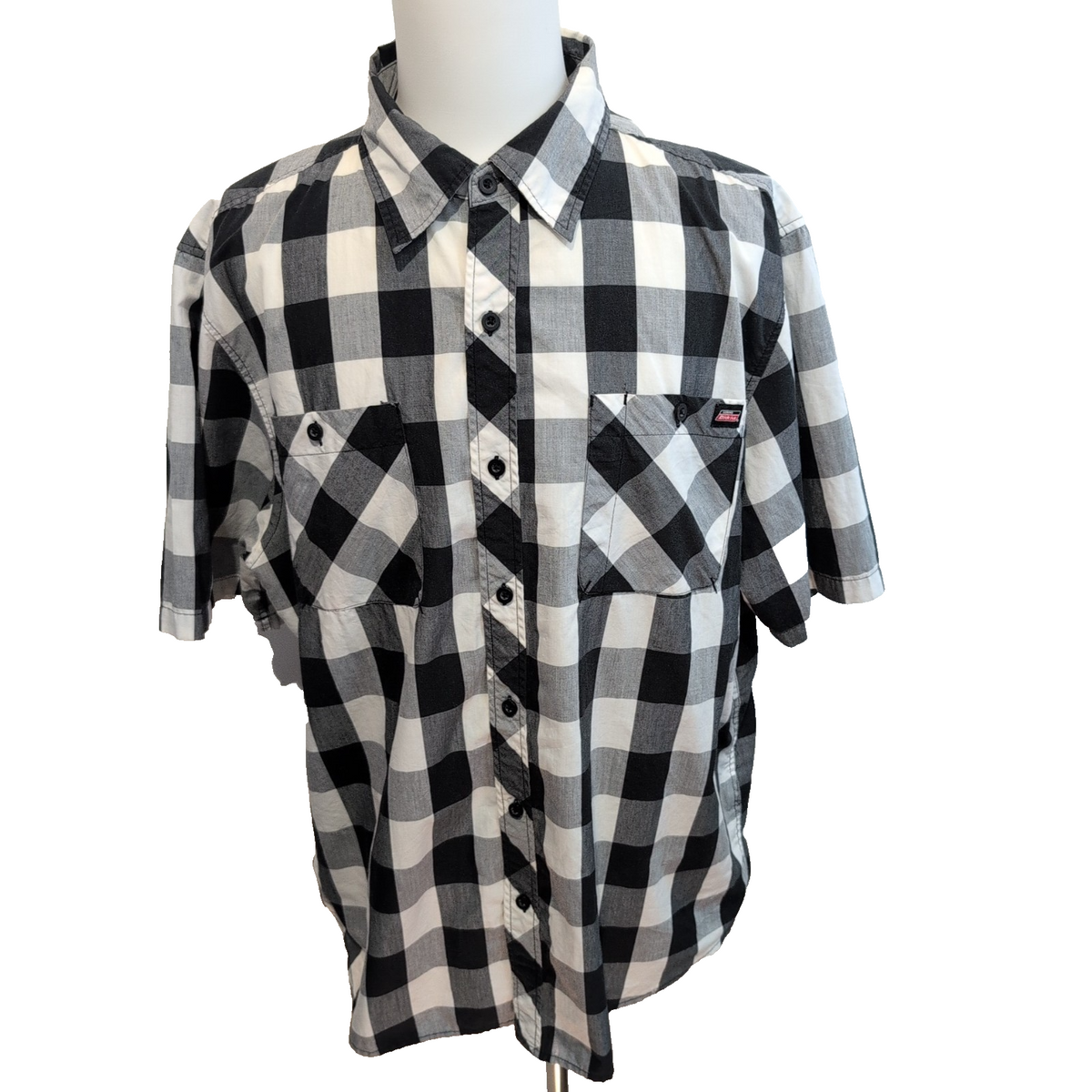 Chemise Dickies 2XL Noir Gris Carreaux Workwear Manches Courtes