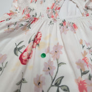 Robe d'été Fleurie Blanche Rose Viscose Bretelles Réglables Taille L