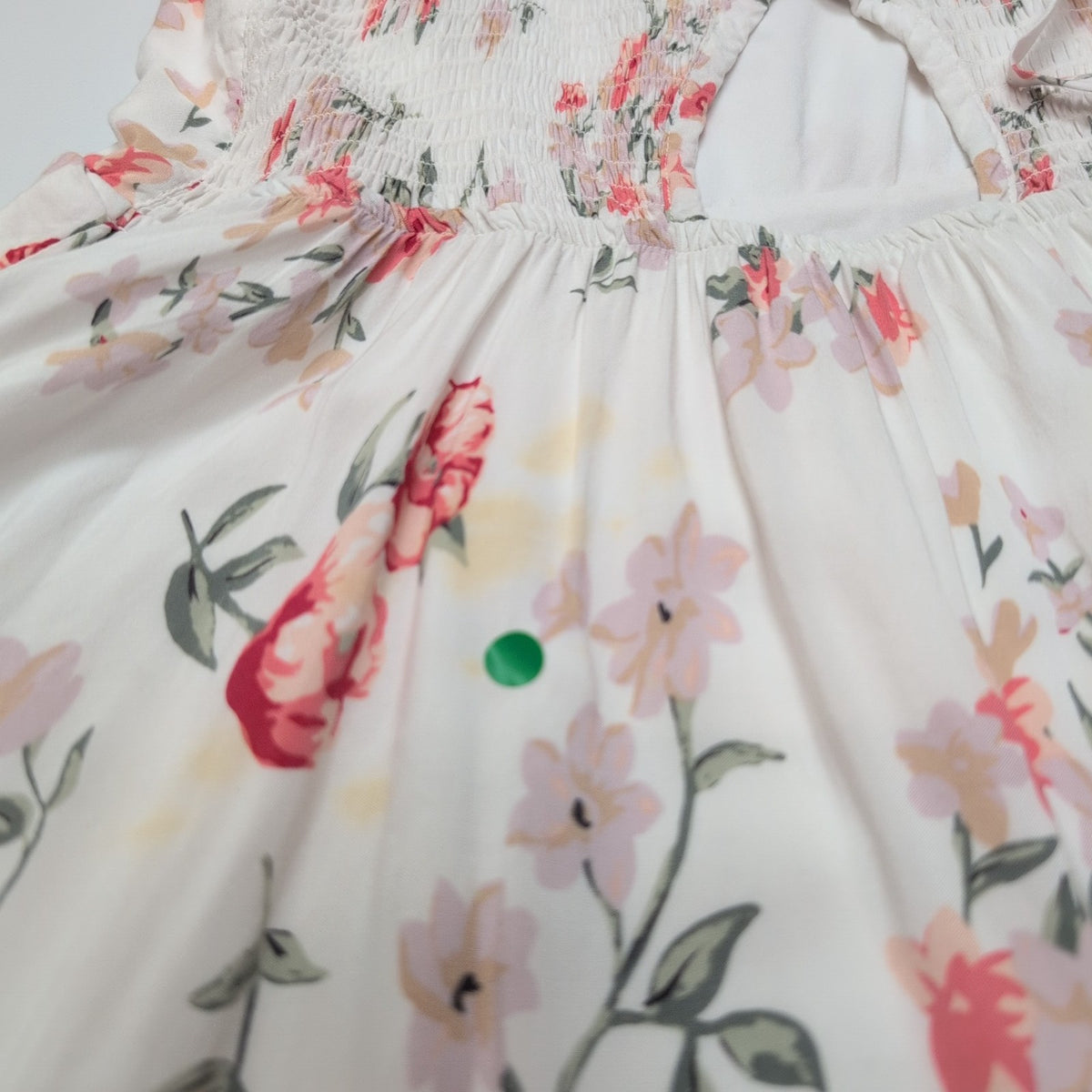 Robe d'été Fleurie Blanche Rose Viscose Bretelles Réglables Taille L