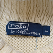 Pull Col Roulé Polo Ralph Lauren Blanc Crème Logo Blanc - Taille L