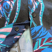 Chemise Hawaïenne American RAG Rayonne Noir Motif Palmiers Bleu M