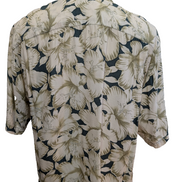 Chemise Hawaïenne TOMMY BAHAMA Beige & Vert Motifs Fleuris - Taille M