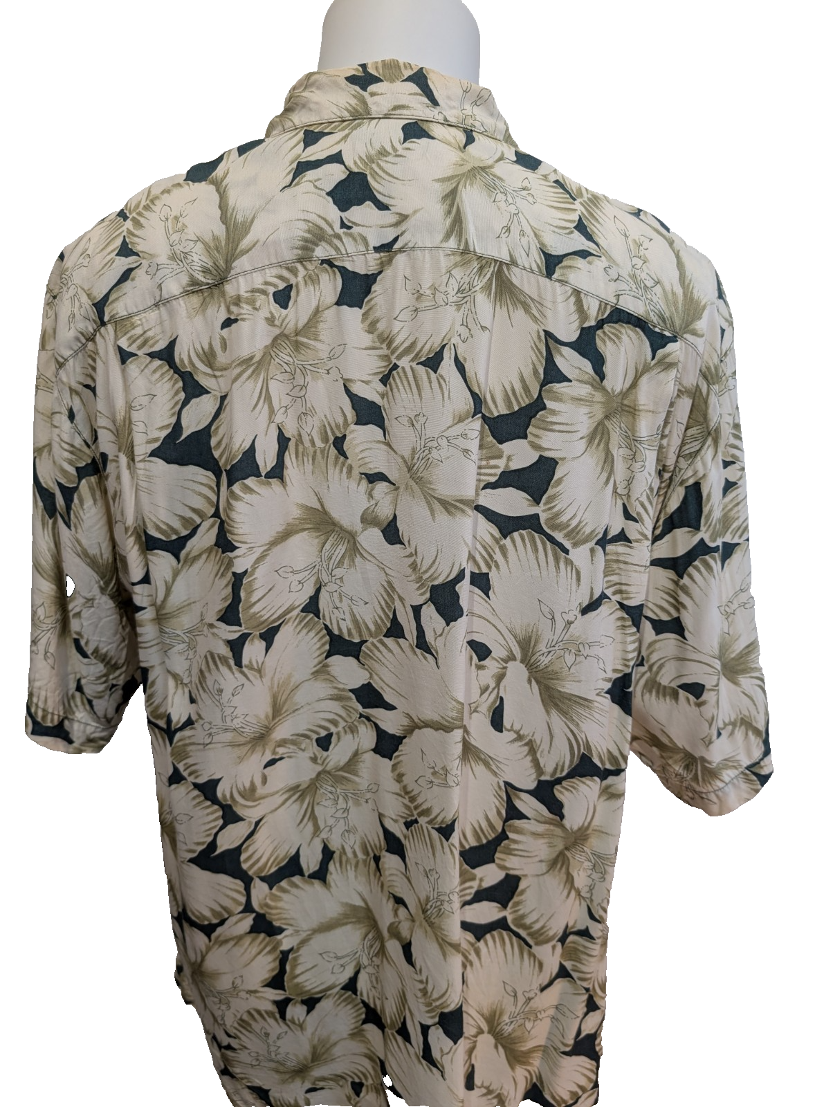 Chemise Hawaïenne TOMMY BAHAMA Beige & Vert Motifs Fleuris - Taille M