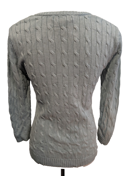 Pull Ralph Lauren femme (Lauren) Vert Pâle Col V 95% Soie Chevrons Taille S