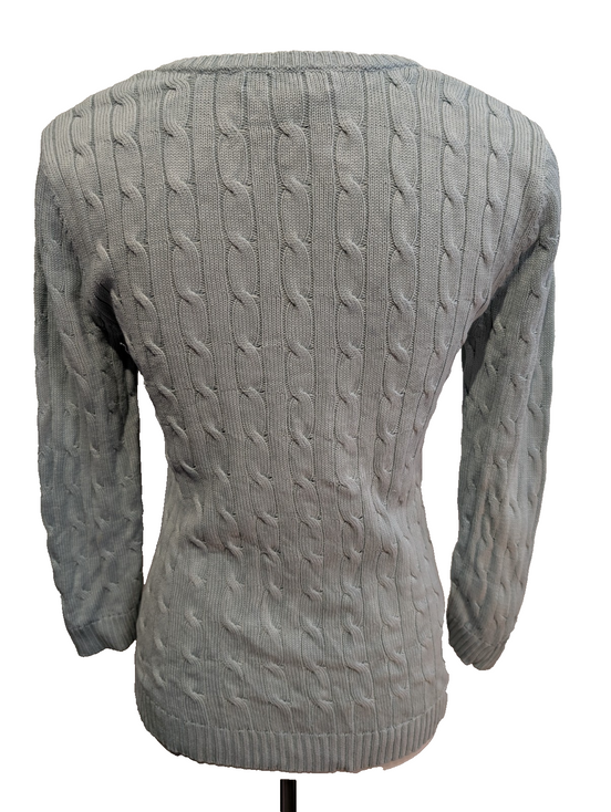 Pull Ralph Lauren femme (Lauren) Vert Pâle Col V 95% Soie Chevrons Taille S