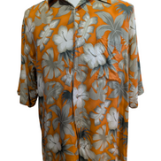 Chemise Hawaïenne Consensus 100% Rayonne - Orange Motif Fleuri - Taille L