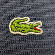 Pull Lacoste Taille 5 (L) bleu marine col V 100% coton crocodile brodé