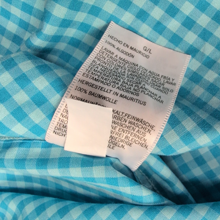 Chemise Nautica L Bleu Turquoise Carreaux 100% Coton Made in Mauritius
