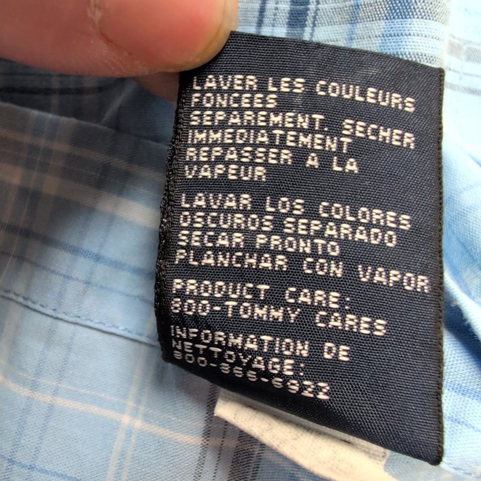 Chemise Tommy Hilfiger Manche Courte Bleu Ciel Carreaux Taille XXL Une Poche