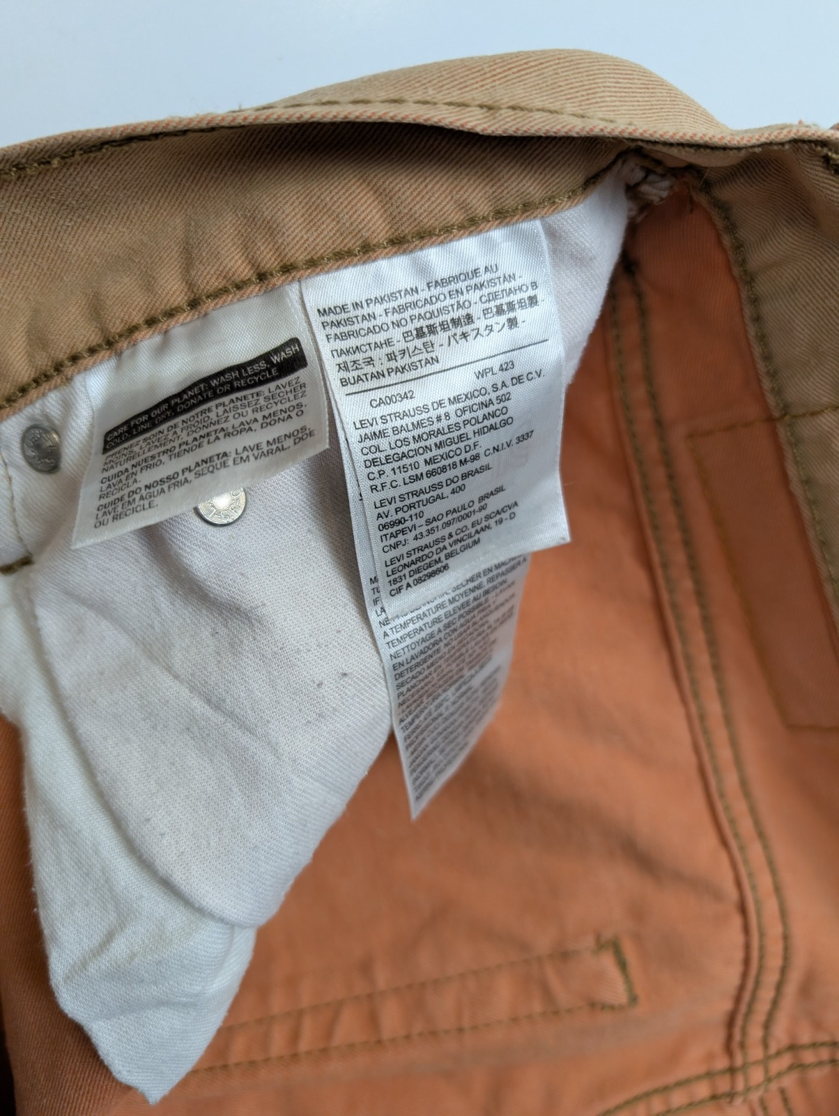Jean Levi's 508 Regular Taper Marron Clair Beige Homme coupe droite W32 L34