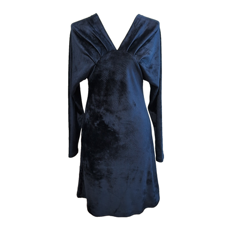 Robe Naf Naf T36 Bleu Marine Velours Stretch Neuve Avec Étiquette
