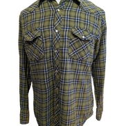 Wrangler L Chemise Western Flanelle Verte Carreaux Boutons-pression