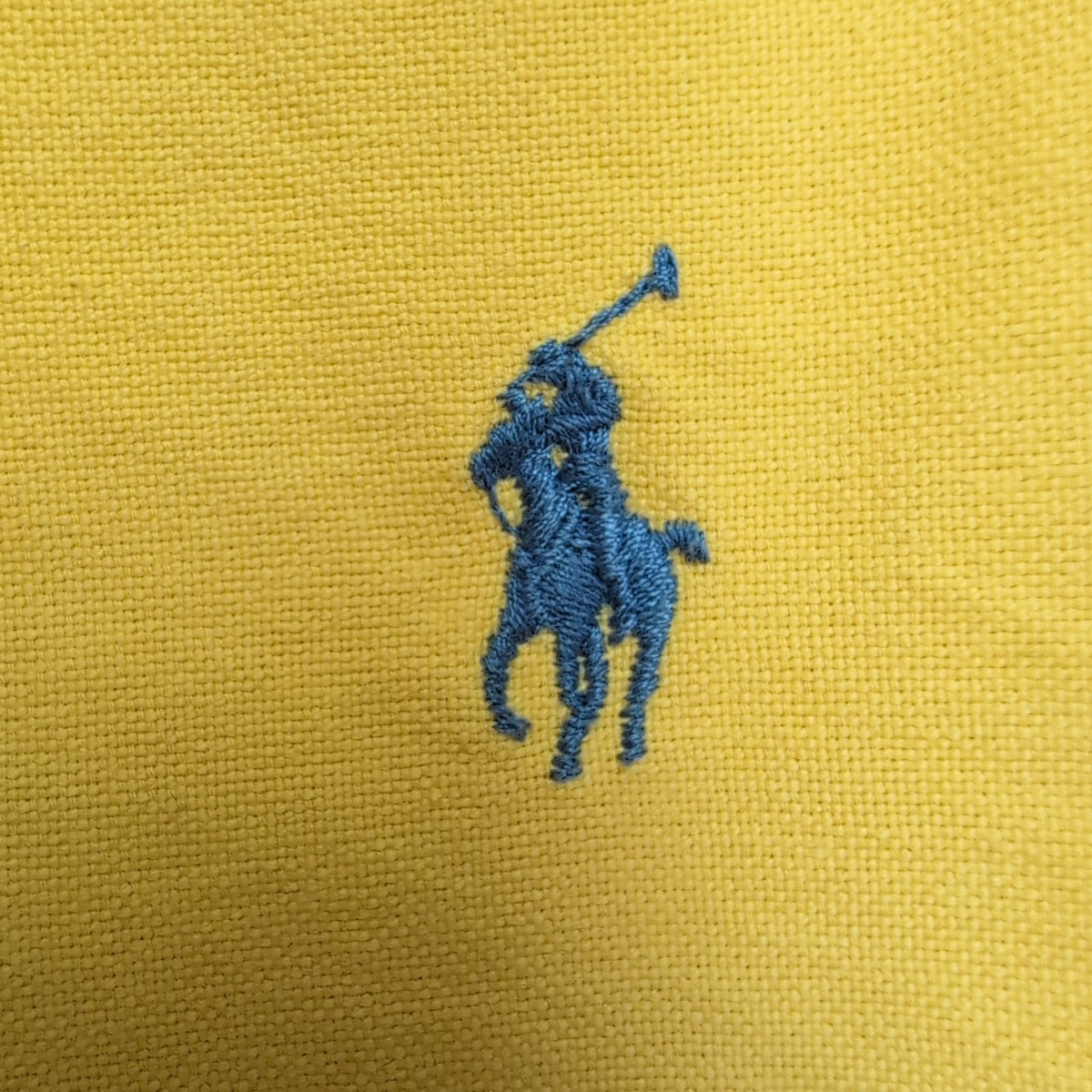 Chemise Ralph Lauren Classic Fit L Jaune Logo Bleu Clair Coton manches longues