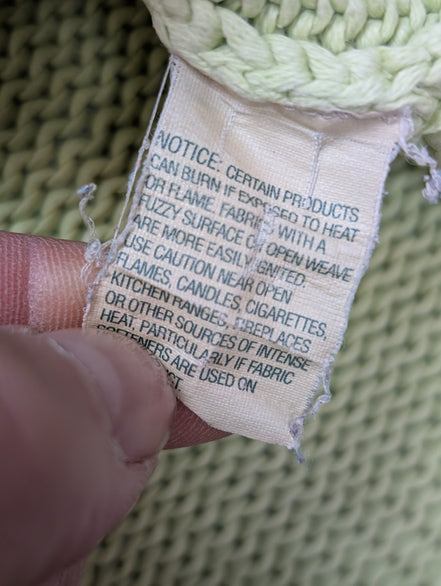 L.L.Bean Pull Femme M Vert Pistache 100% Coton Maille Texturée Col Rond