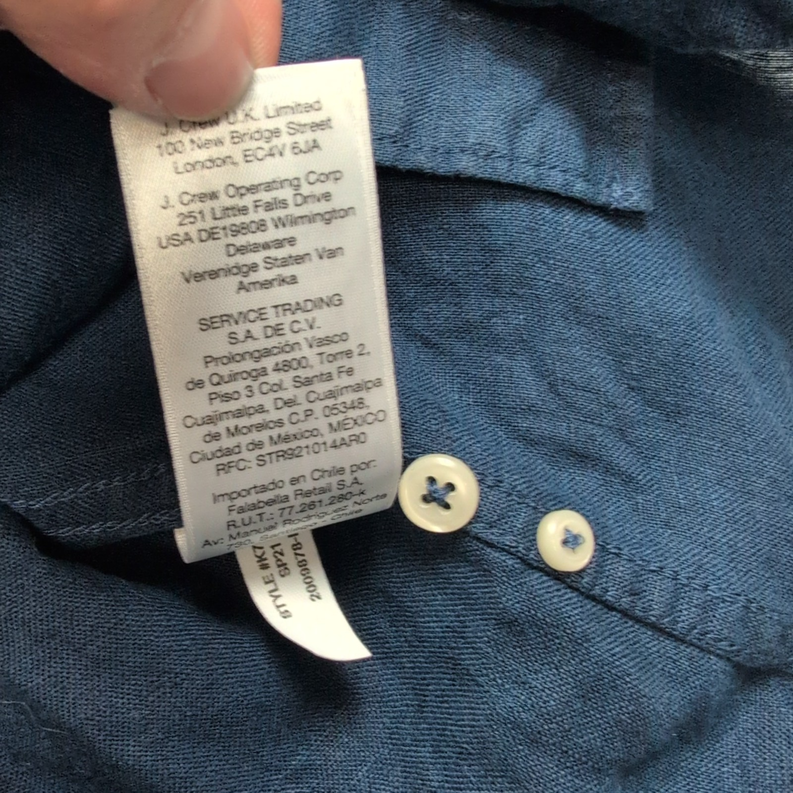 J.Crew chemise slim bleu marine lin Baird McNutt taille L