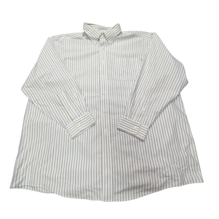 Chemise L.L. Bean blanche à rayures bleues et verte taille XXL #119e