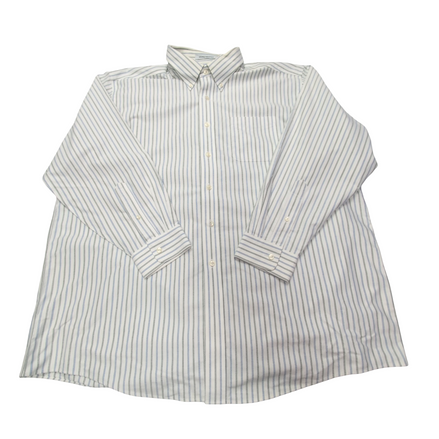 Chemise L.L. Bean blanche à rayures bleues et verte taille XXL #119e