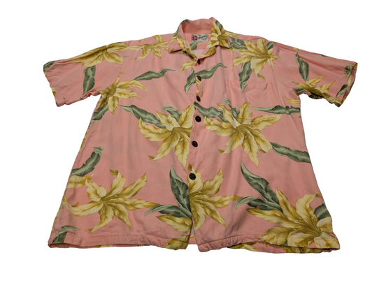 Chemise hawaïenne rose Hilo Hattie made in Hawaii taille M