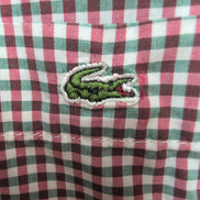 Chemise Lacoste 40 L Rouge Vert Carreaux Logo Crocodile Manches Courtes