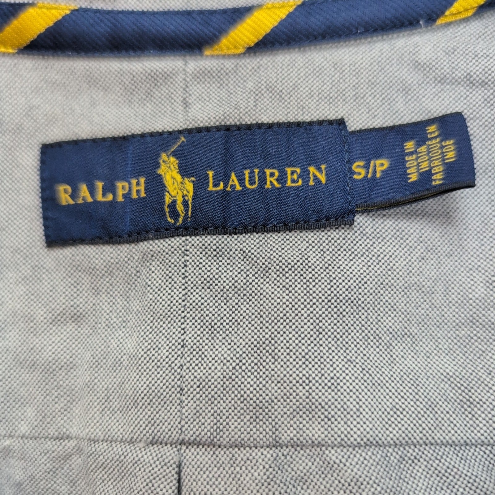 Chemise Ralph Lauren S Gris Uni Oxford Logo Marron Coton manches longues