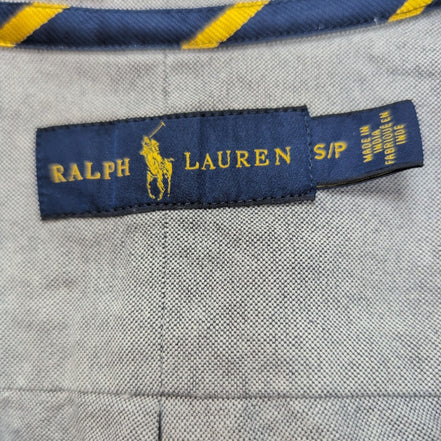 Chemise Ralph Lauren S Gris Uni Oxford Logo Marron Coton manches longues