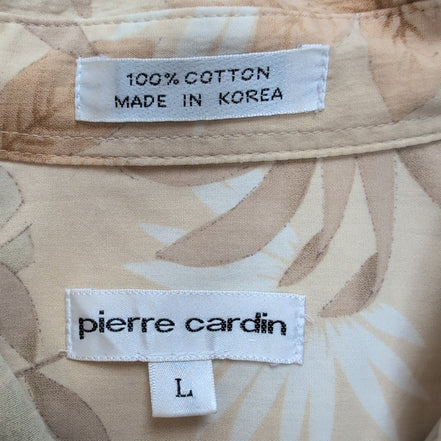 Chemise Hawaïenne Manches Courtes Pierre Cardin Coton Beige L